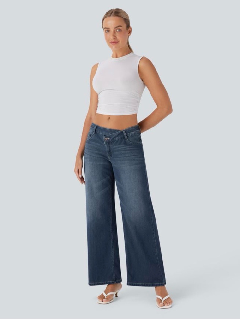 Halara Women's Dark Blue Wide-Leg Jeans